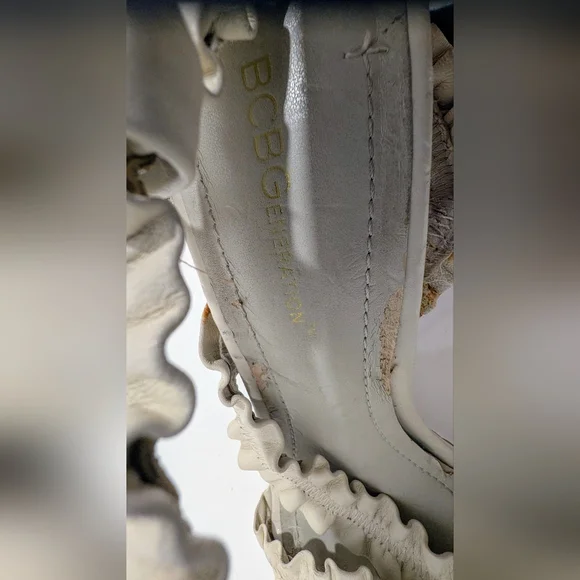 BCBGeneration Cream Ruffle Stiletto Heels - Picture 8 of 10